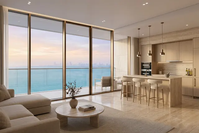 One-bedroom living room at sunrise