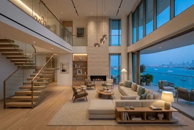 Penthouse, double-height living room